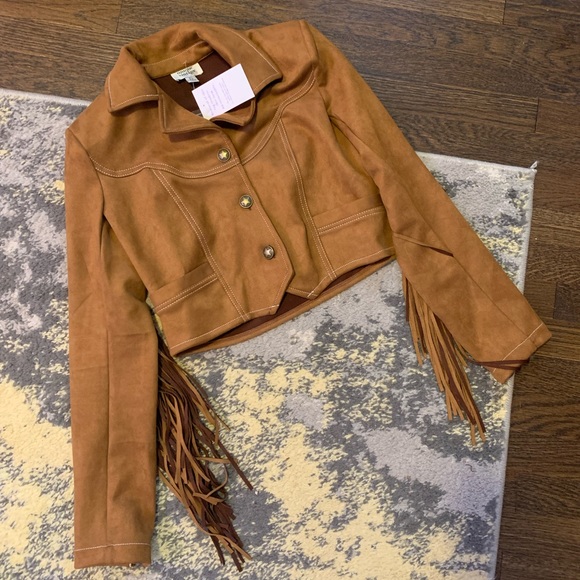 Unique Vintage Brown Suede Fringe Cattle Call Jacket Medium - Picture 4 of 13